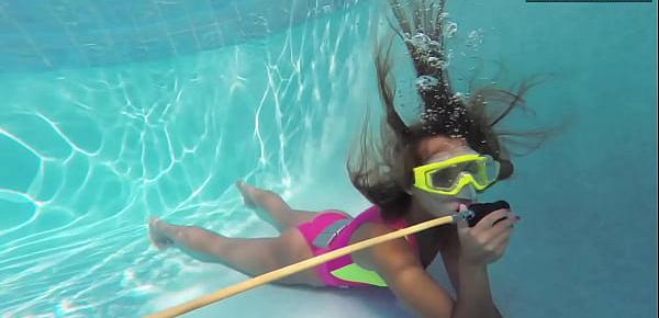  Cute teen Irina Poplavok swims naked underwater